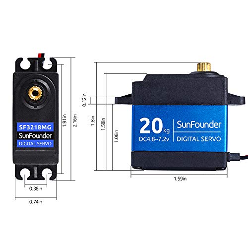 SUNFOUNDER 20KG Servo Motor High Torque Servo, TD8120MG Metal Gear Digital Servo, Aluminium Case, Control Angle 270° for RC Robot Cars
