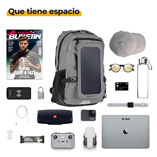 Sunnybag Mochila Solar Explorer+ | con Panel Solar de 6W para Cargar el teléfono móvil |Mochila 15L para Universidad, Trabajo, Ocio | Compartimento para portátil de 15''