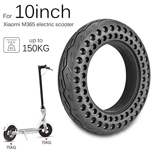 Sunsbell Neumático Patinete Electrico, 10 Pulgadas Compatible con Xiaomi M365 Llanta de Nido de Abeja Rueda Delantera/Rueda Trasera de Repuesto Llanta sin Aire (Negro, 10 Pulgadas)