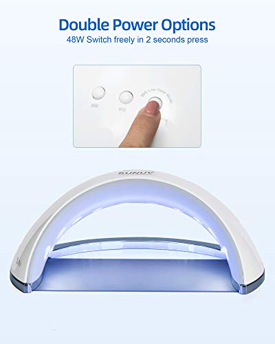 SUNUV SUN6 48W LED UV Luz Lámpara Secadora Portable de Uñas para Esmaltes Basados en Gel de uñas con 3 temporizadores, pantalla LCD, sensor y secado de doble velocidad (Blanco)