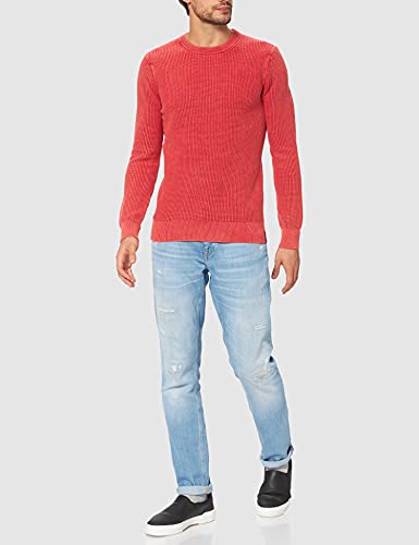 Superdry Academy DYED Textured Crew Sudadera, Washed Campus Red, L para Hombre