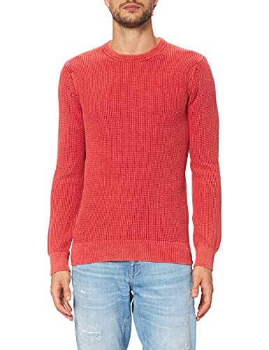Superdry Academy DYED Textured Crew Sudadera, Washed Campus Red, L para Hombre