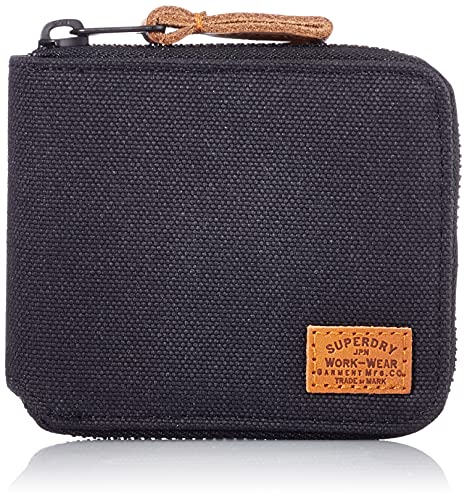 Superdry Cartera de Tela clásica con Cremallera, Travel Accessory Viaje para Hombre, Negro Vintage, Einheitsgröße