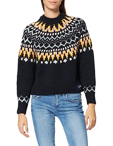 Superdry Classic Crew Sudadera, Navy Fairisle, S para Mujer