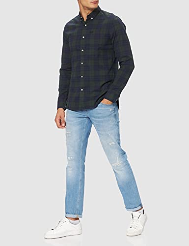 Superdry Classic London BD LS Shirt Camisa, Hoxton Check Green, M para Hombre