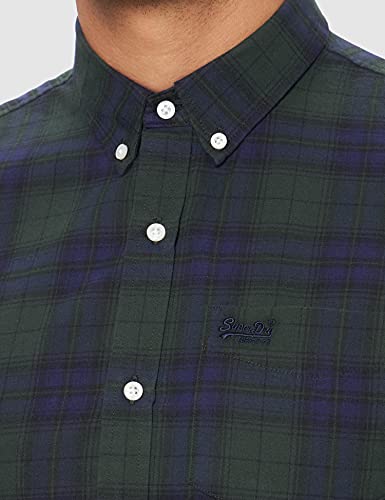 Superdry Classic London BD LS Shirt Camisa, Hoxton Check Green, M para Hombre