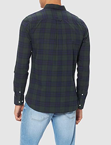 Superdry Classic London BD LS Shirt Camisa, Hoxton Check Green, M para Hombre