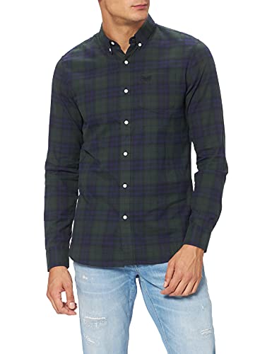 Superdry Classic London BD LS Shirt Camisa, Hoxton Check Green, M para Hombre