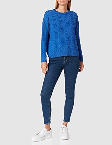 Superdry Dropped Shoulder Cable Crew Sudadera, Blue, M para Mujer