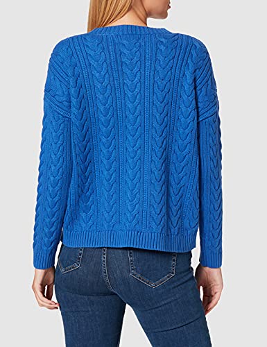 Superdry Dropped Shoulder Cable Crew Sudadera, Blue, M para Mujer