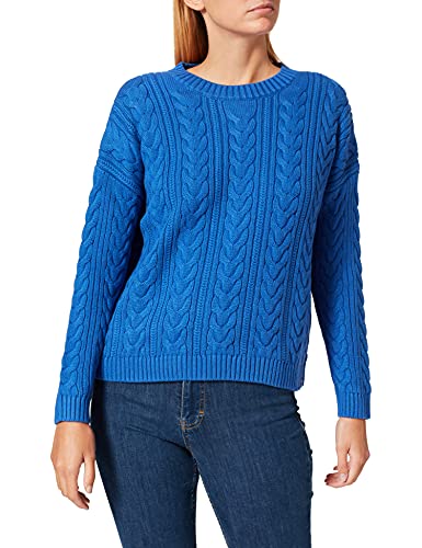 Superdry Dropped Shoulder Cable Crew Sudadera, Blue, M para Mujer