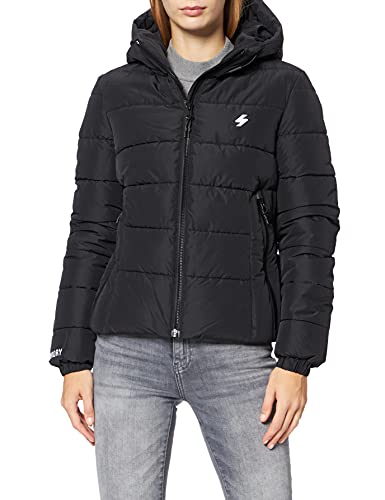 Superdry Hooded Spirit Sports Puffer Chaqueta, Negro, L para Mujer
