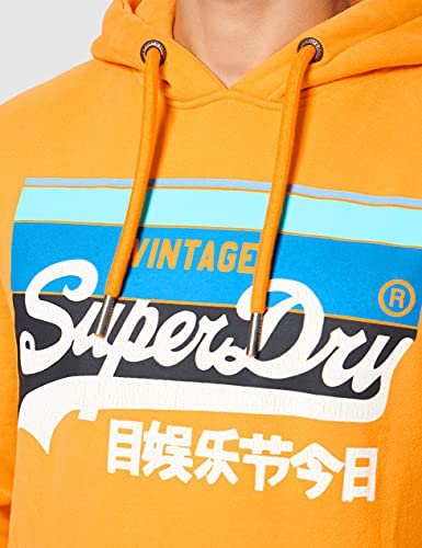 Superdry M2011136a VL Cali Stripe-Sudadera con Capucha, Utah Gold, Large para Hombre