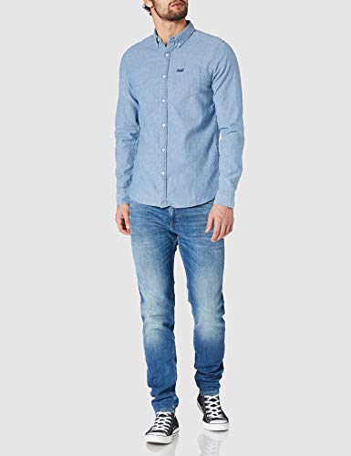 Superdry M4010064A Camisa Abotonada, Indigo Chambray Oxford, M para Hombre