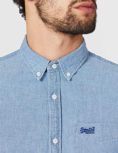 Superdry M4010064A Camisa Abotonada, Indigo Chambray Oxford, M para Hombre