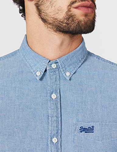 Superdry M4010064A Camisa Abotonada, Indigo Chambray Oxford, M para Hombre