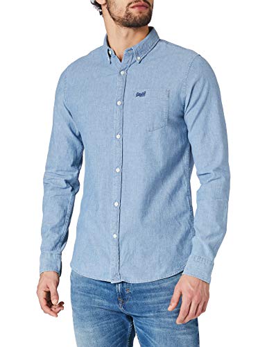 Superdry M4010064A Camisa Abotonada, Indigo Chambray Oxford, M para Hombre