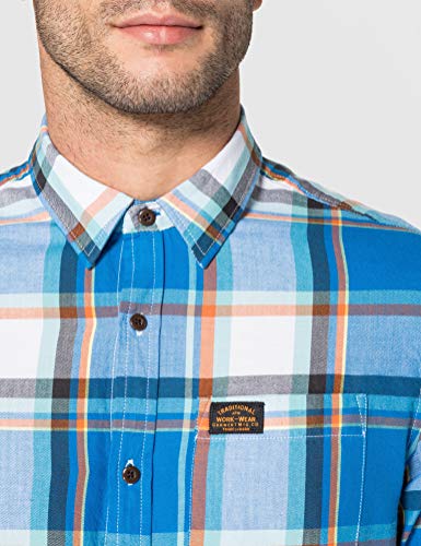 Superdry M4010347A Camisa Abotonada, Chambray Blue Check, L para Hombre