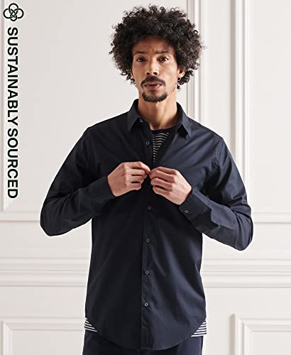 Superdry Modern Tailor LS-Camiseta Camisa, Midnight, M para Hombre