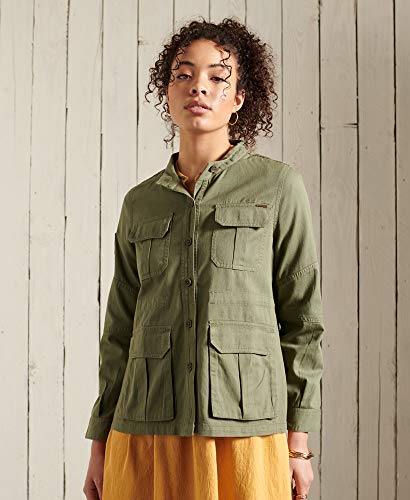 Superdry Mujer Camisa con Capucha y Parches Core Military Verde Militar 36