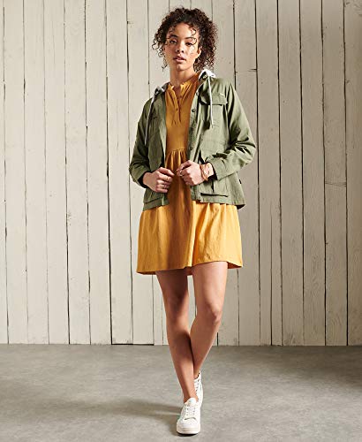 Superdry Mujer Camisa con Capucha y Parches Core Military Verde Militar 36