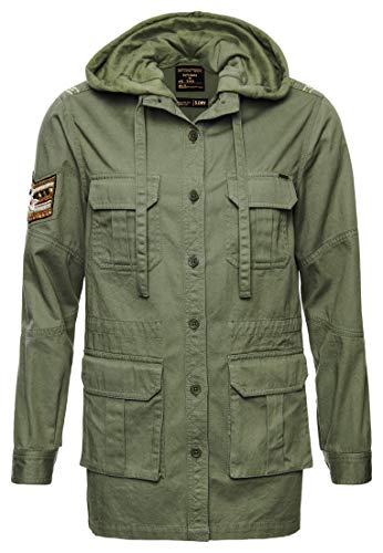 Superdry Mujer Camisa con Capucha y Parches Core Military Verde Militar 36