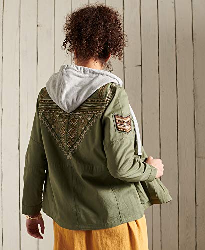 Superdry Mujer Camisa con Capucha y Parches Core Military Verde Militar 36