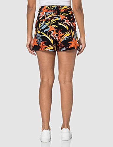 Superdry Printed Paperbag Short Pantalones Cortos, Black Lillies, S para Mujer