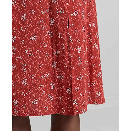 Superdry Studios Woven Midi Day Dress Vestido Casual, Perrine Floral Red, S para Mujer