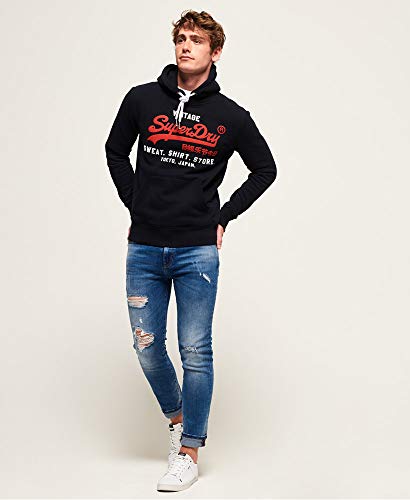 Superdry Sweat Shirt Shop Duo Hood suéter, Azul (Eclipse Navy 98T), S para Hombre