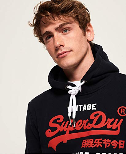 Superdry Sweat Shirt Shop Duo Hood suéter, Azul (Eclipse Navy 98T), S para Hombre