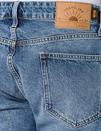 Superdry Taper Short Pantalones Cortos, Kingman Light Blue Stone, 32 para Hombre