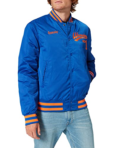 Superdry Varsity Bomber Chaqueta, Mazarine Blue, L para Hombre