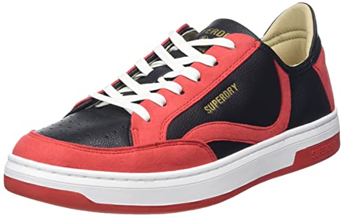 Superdry Vegan Basket Ov Low Trainer, Zapatillas Hombre, Bison Black Americana Red, 41 EU