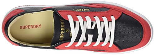 Superdry Vegan Basket Ov Low Trainer, Zapatillas Hombre, Bison Black Americana Red, 41 EU