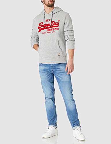 Superdry VL Chenille Hood Sudadera con Capucha, Grey Marl, S para Hombre