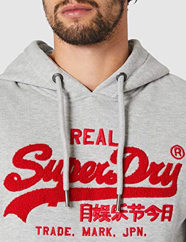 Superdry VL Chenille Hood Sudadera con Capucha, Grey Marl, S para Hombre