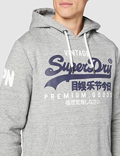 Superdry VL NS Hood Sudadera con Capucha, Marga Gris, M para Hombre