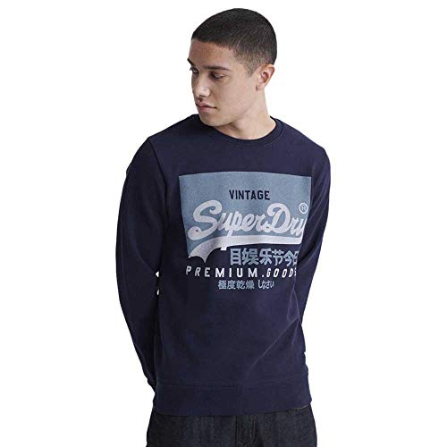 Superdry VL O Crew Sudadera, Azul (Rich Navy Adq), M para Hombre