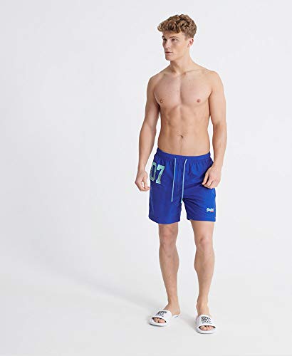 Superdry Waterpolo Swim Short Pantalones Cortos, Azul (Racer Cobalt Om3), Large para Hombre