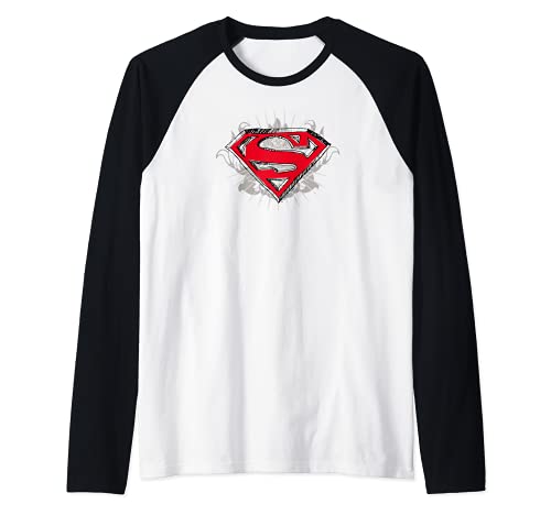 Superman Hastily Drawn Shield Camiseta Manga Raglan
