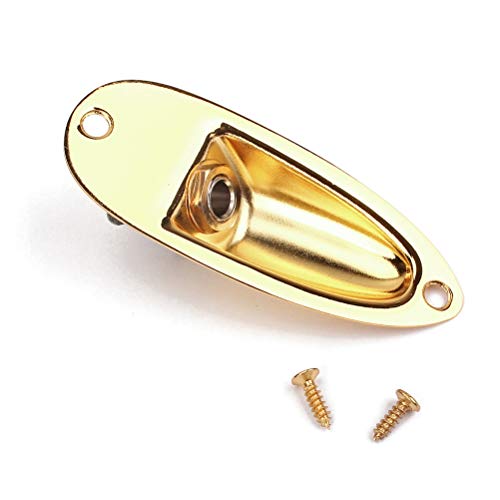 SUPVOX - Barco de entrada de salida jack con tornillo para Fender Stratocaster Guitarra eléctrica baja 1/4 pulgadas (oro)