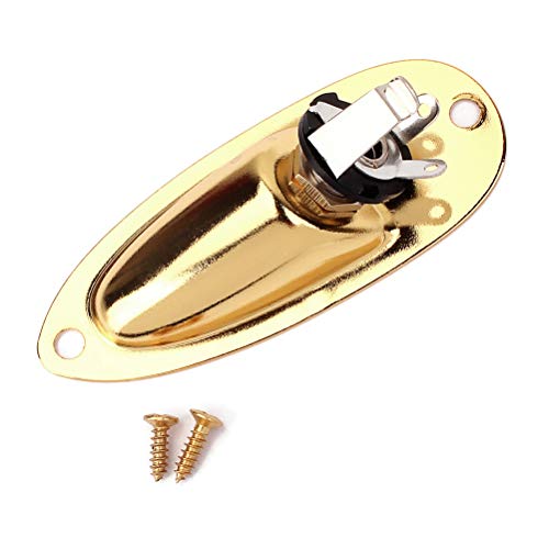 SUPVOX - Barco de entrada de salida jack con tornillo para Fender Stratocaster Guitarra eléctrica baja 1/4 pulgadas (oro)