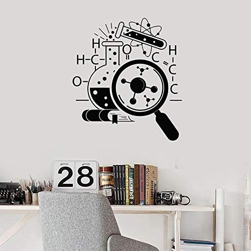 SUPWALS Pegatinas de pared Ciencia Tatuajes De Pared Química Escolar Símbolo Atómico Científico Laboratorio Decoración Interior Vinilo Pegatinas De Pared Lupa Murales 42X47 Cm