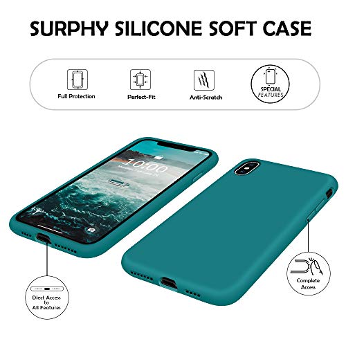 SURPHY Funda iPhone XS MAX Case, Carcasa iPhone XS MAX Silicona Case, Fundas Silicona Líquida Protección con Forro de Microfibra, Compatible con iPhone XS MAX 6.5 Pulgadas (Verde Azulado)