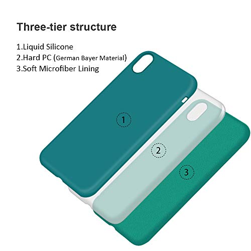 SURPHY Funda iPhone XS MAX Case, Carcasa iPhone XS MAX Silicona Case, Fundas Silicona Líquida Protección con Forro de Microfibra, Compatible con iPhone XS MAX 6.5 Pulgadas (Verde Azulado)