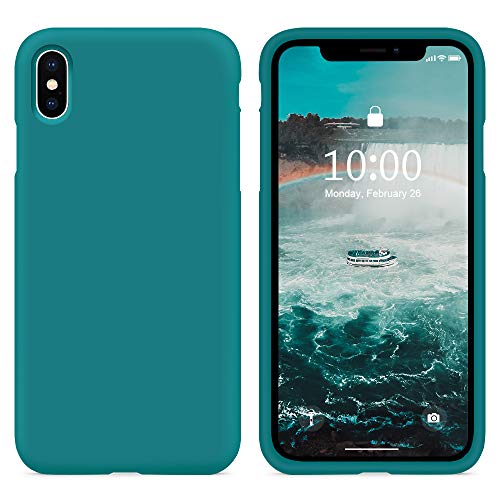 SURPHY Funda iPhone XS MAX Case, Carcasa iPhone XS MAX Silicona Case, Fundas Silicona Líquida Protección con Forro de Microfibra, Compatible con iPhone XS MAX 6.5 Pulgadas (Verde Azulado)