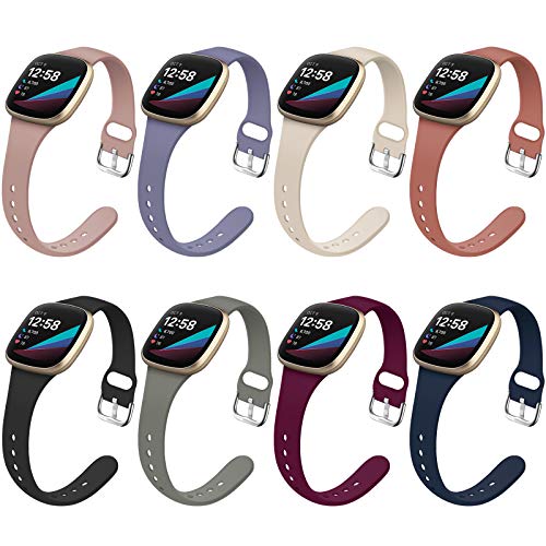 Surundo 8 Pack Correas Compatible con Fitbit Versa 3 / Fitbit Sense, Correa de Silicona Suave Reemplazo de Repuesto Compatible con Fitbit Versa 3, L