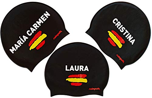 Swimxwin Laura | Gorro de Silicona Personalizado con tu Nombre | España | Gorro de Natación| Alta Comodidad y aderencia | Diseño y Estilo Italiano