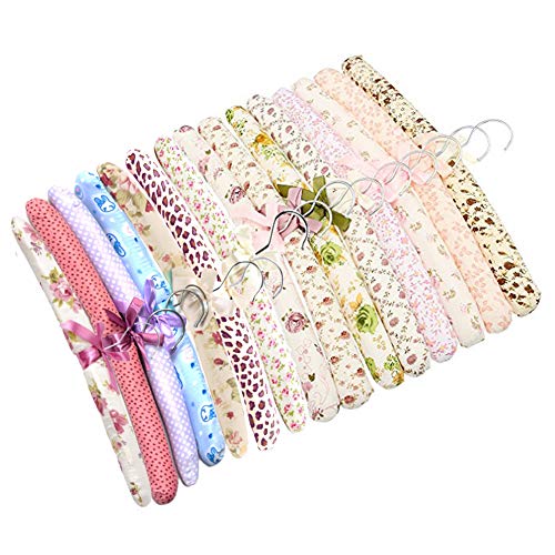 SwirlColor 10 Piezas de Entrega Floral Algodón Acolchado Perchas Paño Suave Hanger-Aleatoria